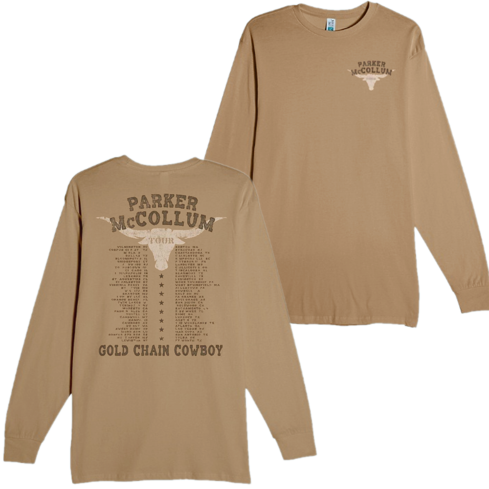 2023 Long Sleeve Gold Chain Cowboy Tour Tee